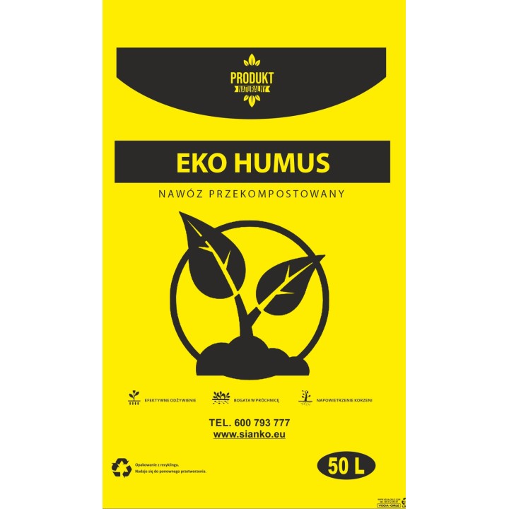 Obornik - Eko Humus - 100% naturalny nawóz 50l - paleta 8 worków